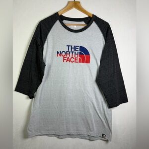 The North Face Men's Gray and Black Logo Raglan Tee Size XL Gorpcore Casual